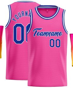 Custom Pink Royal-White Classic Tops Casual Basketball Jersey