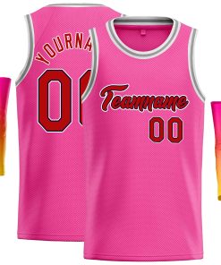 Custom Pink Red-Black Classic Tops Casual Basketball Jersey