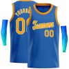Custom Blue Yellow-White Classic Tops Casual Basketball Jersey