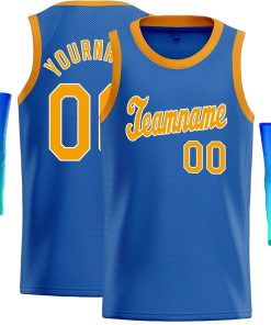 Custom Blue Yellow-White Classic Tops Casual Basketball Jersey