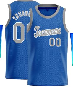 Custom Blue Gray-White Classic Tops Casual Basketball Jersey