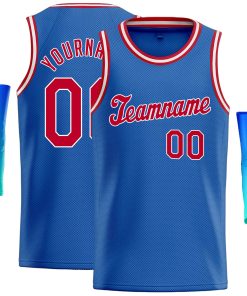 Custom Blue Red-White Classic Tops Casual Basketball Jersey