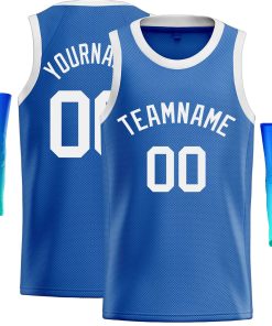 Custom Blue White Classic Tops Casual Basketball Jersey