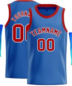 Custom Blue Red-White Classic Tops Casual Basketball Jersey