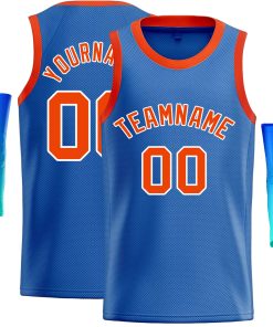Custom Blue Orange-White Classic Tops Casual Basketball Jersey