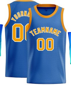 Custom Blue Yellow-White Classic Tops Casual Basketball Jersey