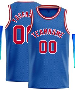 Custom Blue Red-White Classic Tops Casual Basketball Jersey