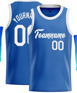 Custom Blue White Classic Tops Casual Basketball Jersey