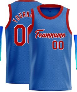 Custom Blue Red-White Classic Tops Casual Basketball Jersey