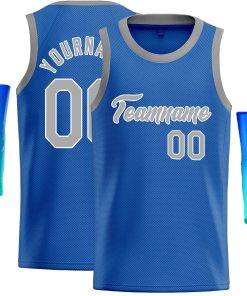 Custom Blue Gray-White Classic Tops Casual Basketball Jersey