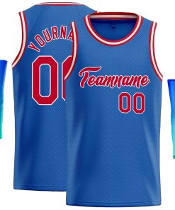 Custom Blue Red-White Classic Tops Casual Basketball Jersey