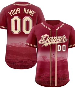 Custom Crimson Khaki-Crimson Denver City Connect Baseball Jersey