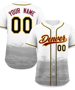 Custom White Crimson-Yellow Denver City Connect Baseball Jersey
