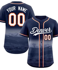 Custom Navy White-Navy Denver City Connect Baseball Jersey