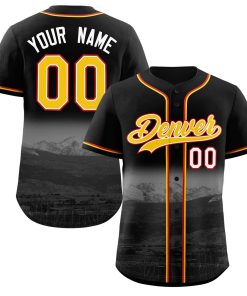 Custom Black Yellow-White Denver City Connect Baseball Jersey