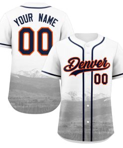 Custom White Navy-Orange Denver City Connect Baseball Jersey