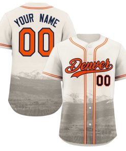 Custom Cream Orange-Navy Denver City Connect Baseball Jersey