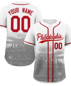 Custom White Red-White Philadelphia City Connect Baseball Jersey