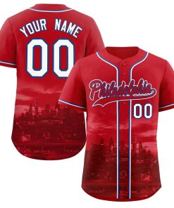 Custom Red Red-Royal Philadelphia City Connect Baseball Jersey