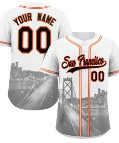 Custom White Black-Orange San Francisco City Connect Baseball Jersey