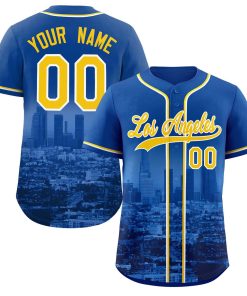 Custom Royal Yellow-White Los Angeles City Connect Baseball Jersey