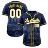 Custom Navy White-Yellow Los Angeles City Connect Baseball Jersey