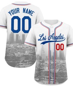 Custom White Royal-White Los Angeles City Connect Baseball Jersey