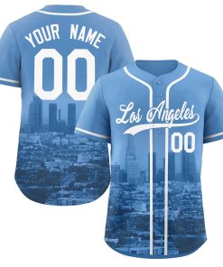 Custom Powder Blue White-Powder Blue Los Angeles City Connect Baseball Jersey