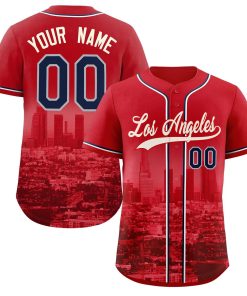 Custom Red Khaki-Red Los Angeles City Connect Baseball Jersey