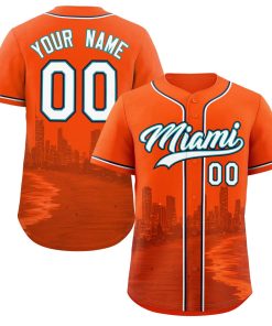 Custom Orange White-Aqua Miami City Connect Baseball Jersey