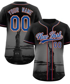 Custom Black Royal-White New York City Connect Baseball Jersey