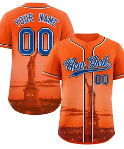 Custom Orange Royal-White New York City Connect Baseball Jersey