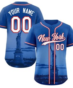 Custom Royal White-Red New York City Connect Baseball Jersey