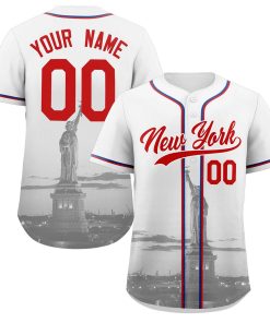 Custom White Red-White New York City Connect Baseball Jersey