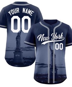 Custom Navy White-Navy New York City Connect Baseball Jersey