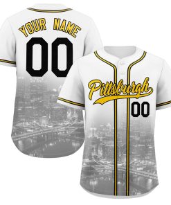 Custom White Yellow-Black Pittsburgh City Connect Baseball Jersey