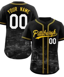 Custom Black Yellow-Black Pittsburgh City Connect Baseball Jersey