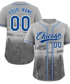 Custom Gray Royal-White Chicago City Connect Baseball Jersey