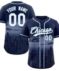 Custom Navy White-Light Blue Chicago City Connect Baseball Jersey