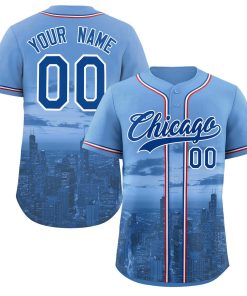Custom Light Blue Royal-White Chicago City Connect Baseball Jersey
