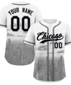 Custom White Black-Gray Chicago City Connect Baseball Jersey