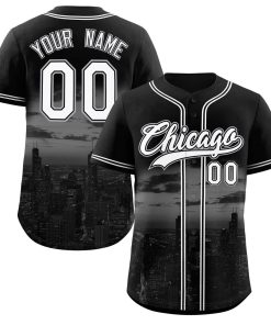 Custom Black White-Black Chicago City Connect Baseball Jersey
