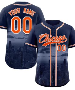 Custom Navy Orange-White Chicago City Connect Baseball Jersey