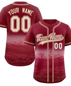 Custom Crimson Khaki-Crimson Denver City Connect Baseball Jersey