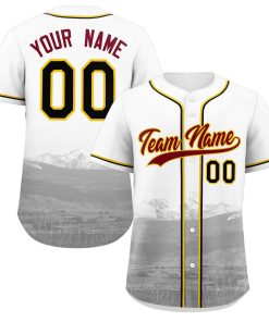 Custom White Crimson-Yellow Denver City Connect Baseball Jersey