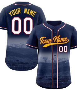 Custom Navy Yellow-Crimson Denver City Connect Baseball Jersey