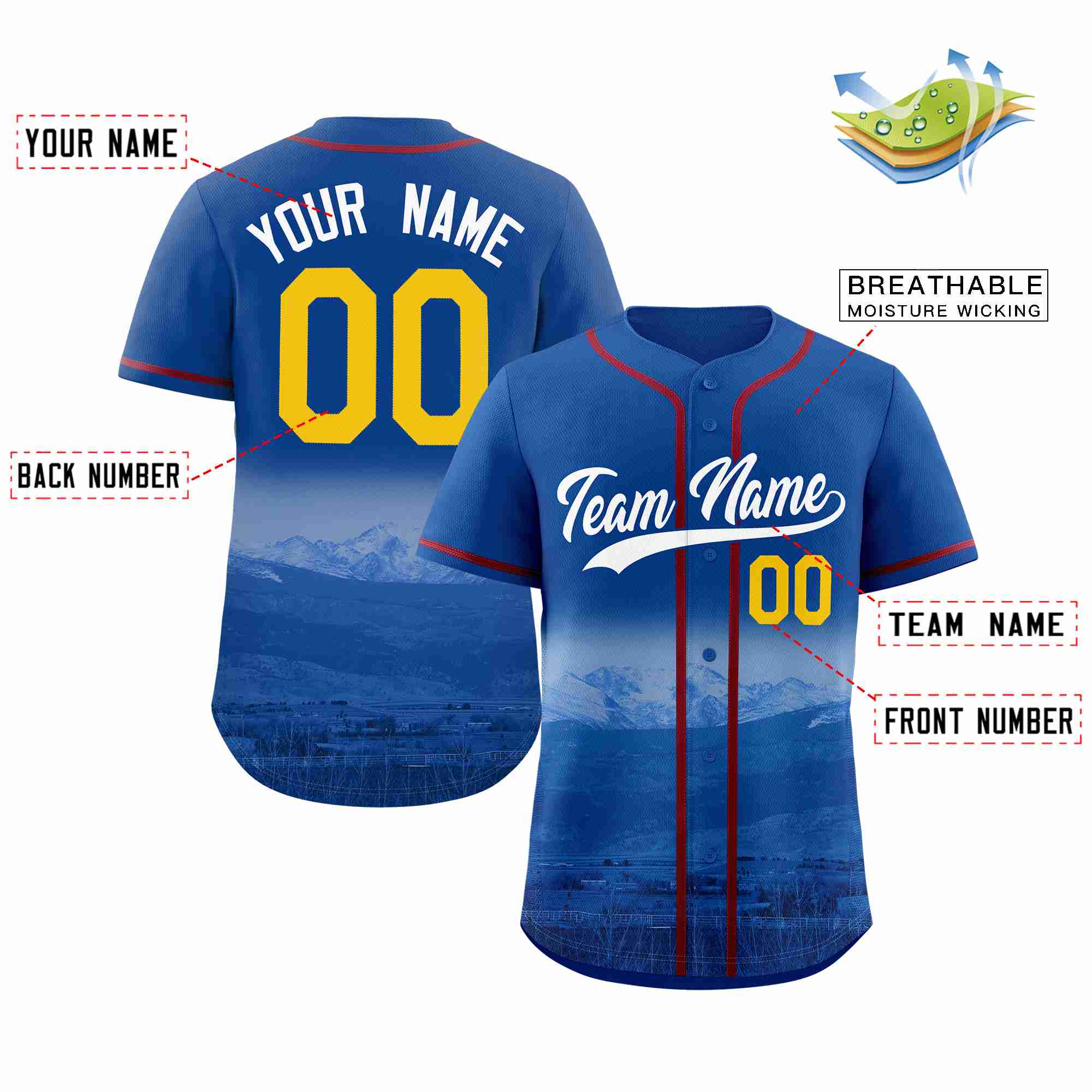 Custom Royal White-Royal Denver City Connect Baseball Jersey - Image 2
