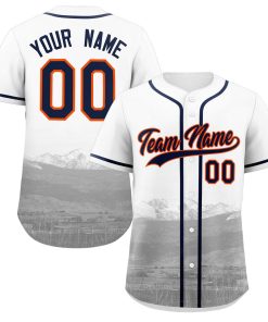 Custom White Navy-Orange Denver City Connect Baseball Jersey