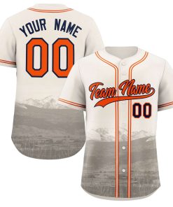 Custom Cream Orange-Navy Denver City Connect Baseball Jersey