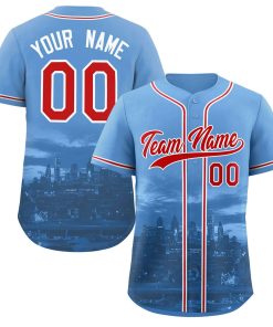 Custom Powder Blue Red-White Philadelphia City Connect Baseball Jersey